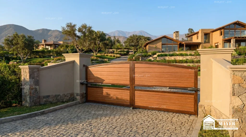 Puerta de garaje batiente tipo madera dos hojas