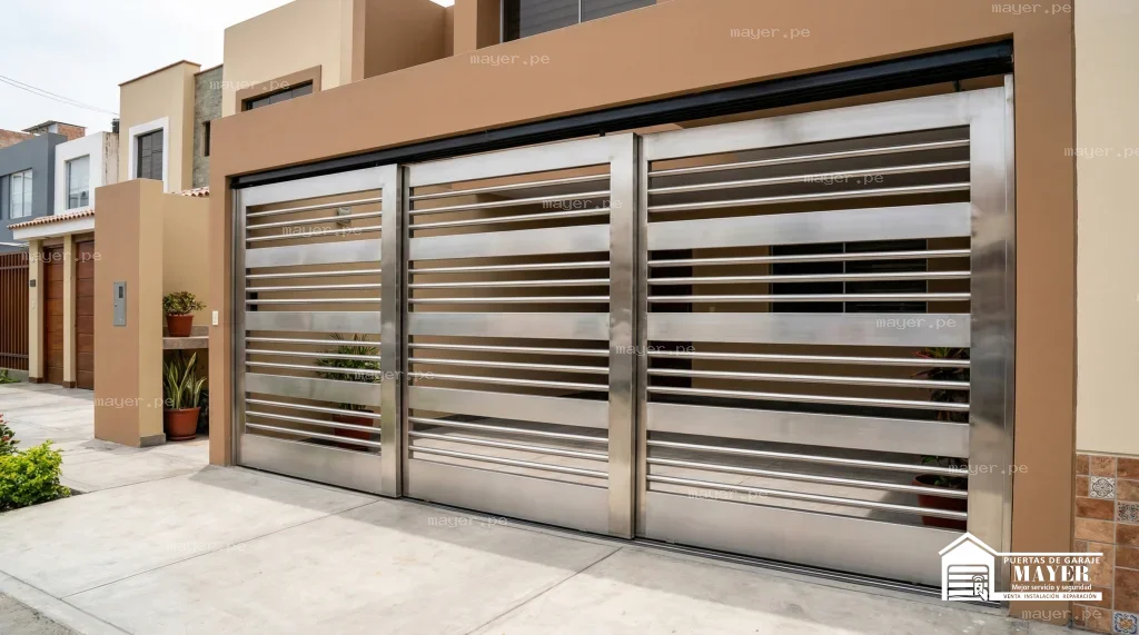Puerta garaje automatica acero inoxidable mayer