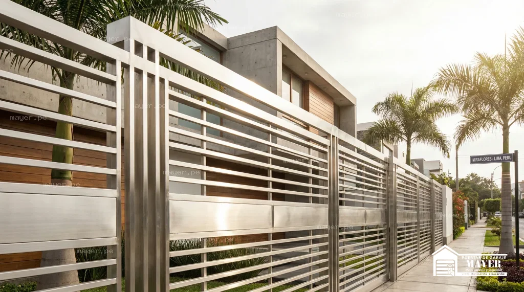 Puerta seccional acero inoxidable residencial mayer